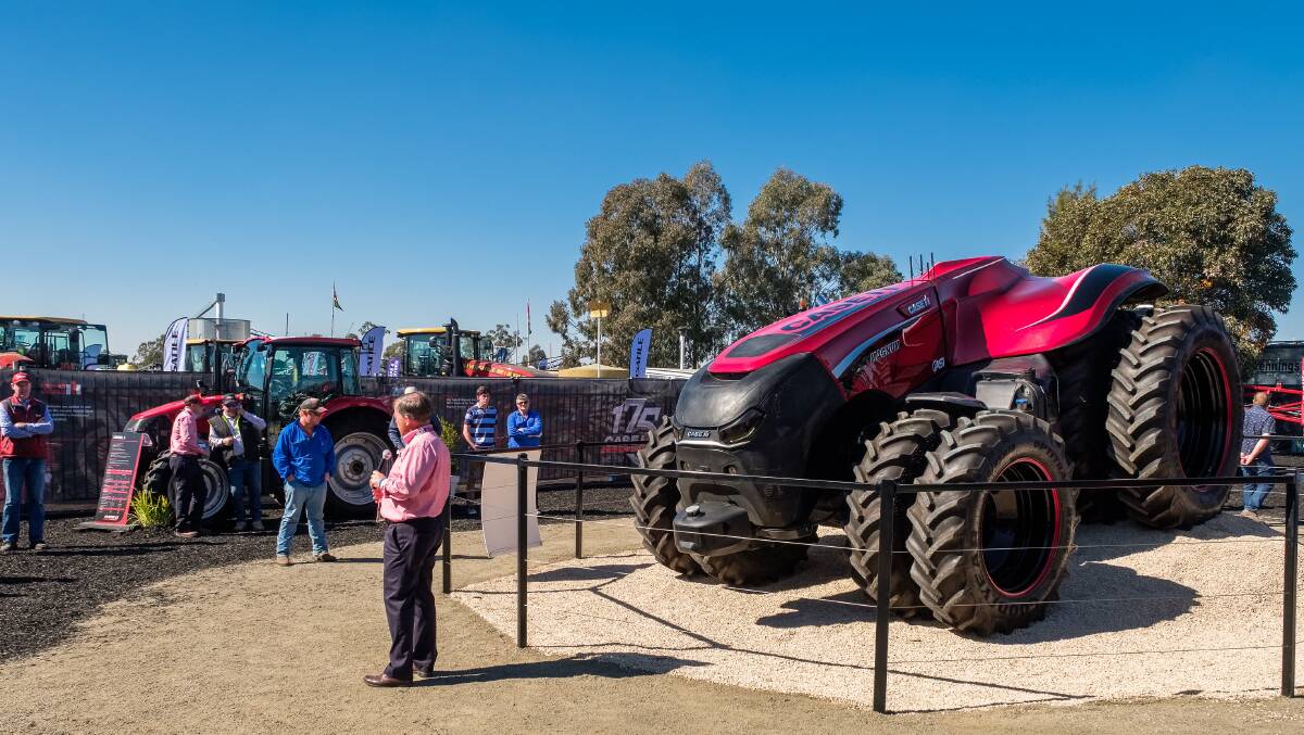 FARMING FUTURE: The Case IH autonomous concept tractor on display at Gunnedah's AgQuip in 2017.