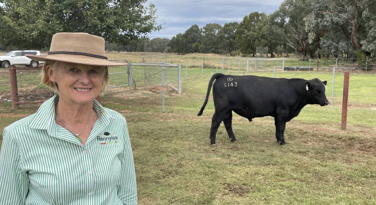Lucinda Corrigan Rennylea, Culcairn, with the top priced yearling bull at $42,000 purchased through AuctionsPlus. 