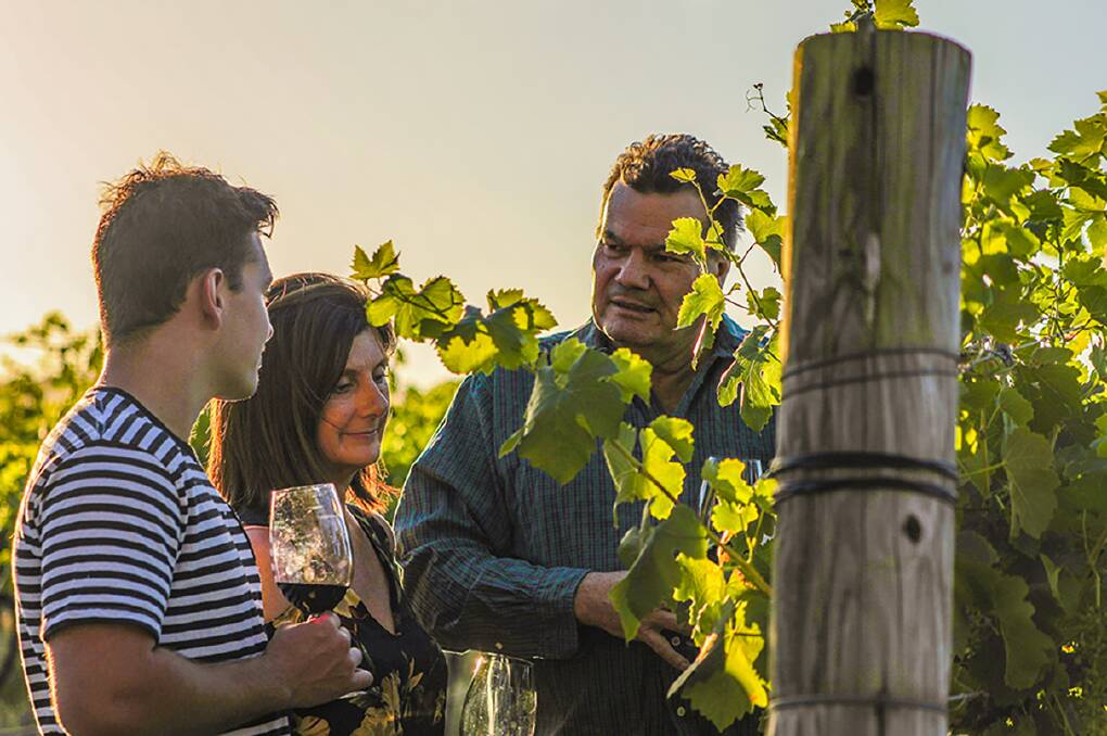 Hope Estate founders Michael and Karen Hope and son, Sam, in their Hunter Valley vineyards at Pokolbin. 