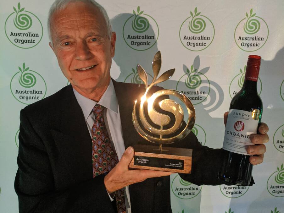 Angove Wines chairman, John Angove, with the Australian Organic Business of the Year Award.