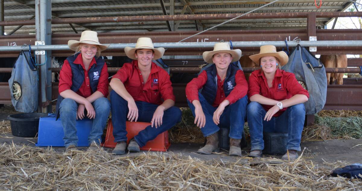 Scots All Saints College students and past students Felicity Webb, Hugo Green, Jake Mawhood, and Harriett Mitchell, at the 2020 Blayney Show. Photo: File photo 