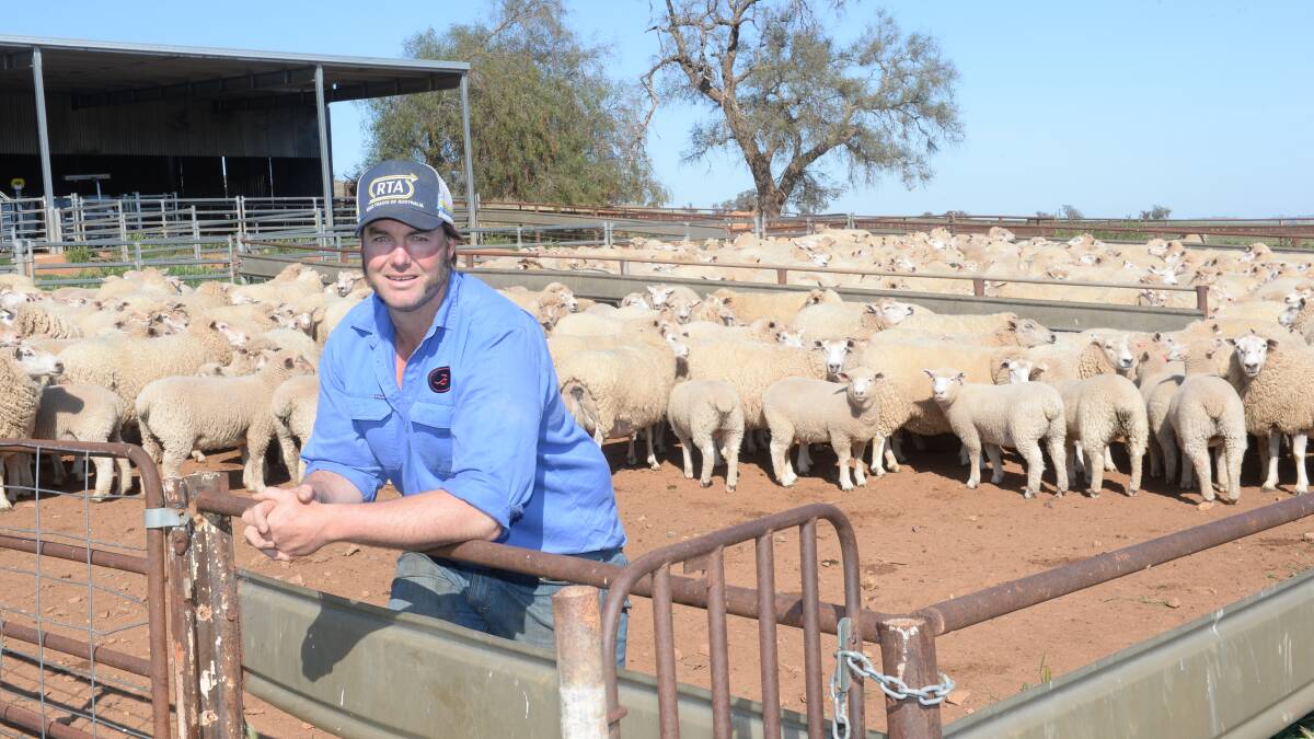 James Burge, Windella, Cootamundra, with a mob of composite ewes and their three to four-month-old second cross lambs. Picture: Rachael Webb