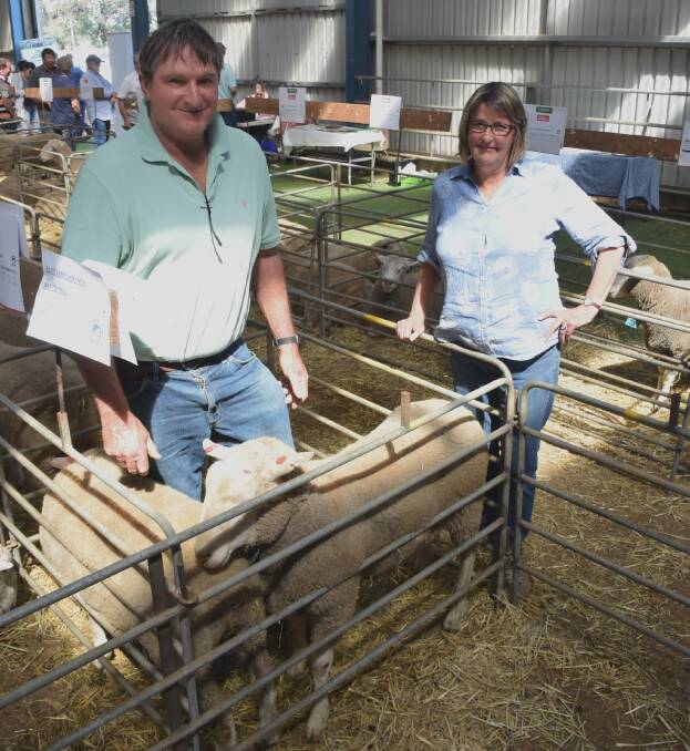 Richard and Lesley Gibson, Glenthompson, attended the sale on behalf of daughter Anna and husband Rob Mulligan, Malpas River Partnership, Walcha, NSW, who purchased 44 rams.
