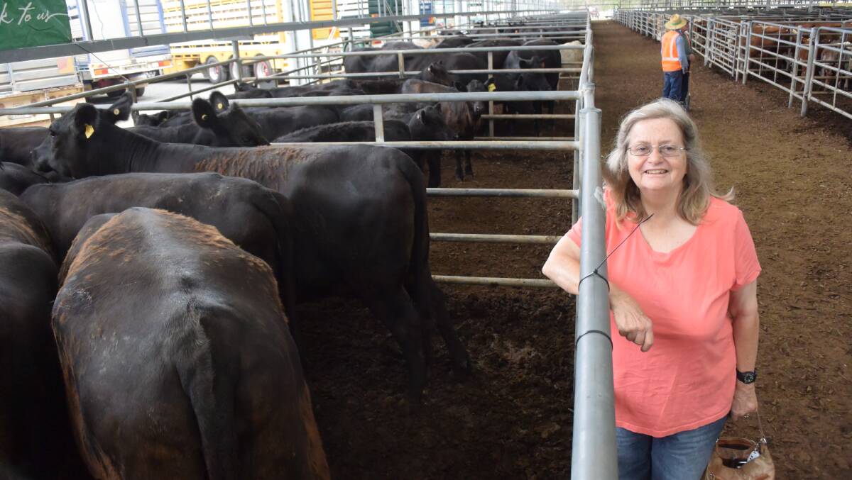 Sue Morgan with her top-priced cows and calves.
