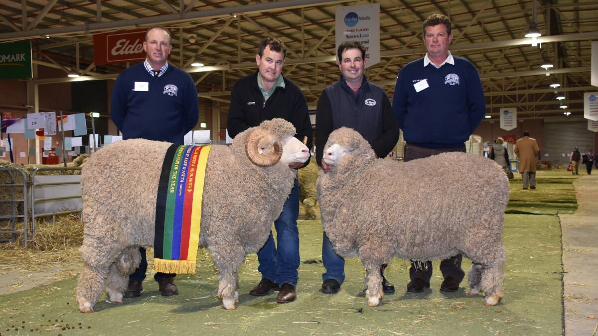 With the National Pair are judge Wes Daniell, Mitchell Crosby, Landmark Breeding, St Quentin stud co-principal Scott Crosby and judge Paul Norrish.