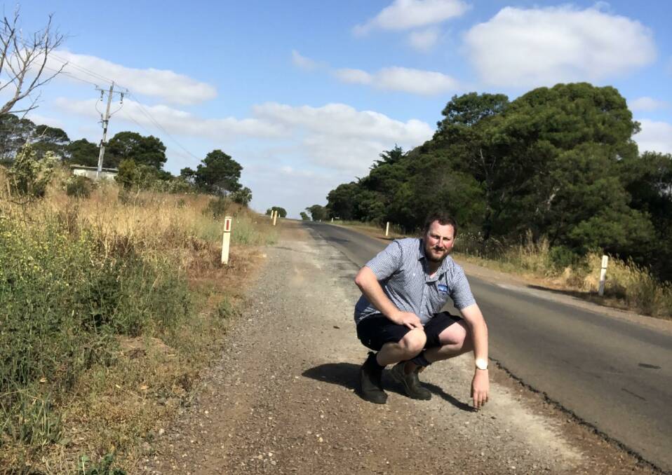 Hawkesdale's Tom Noonan describes the Woolsthorpe-Heywood Road as a "goat track". He fears there will be a serious accident if it's not upgraded.