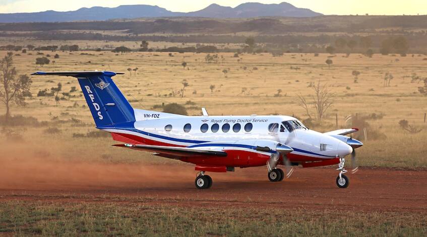 A Royal Flying Doctor Service plane lands in remote Australia. Photo supplied by RFDS