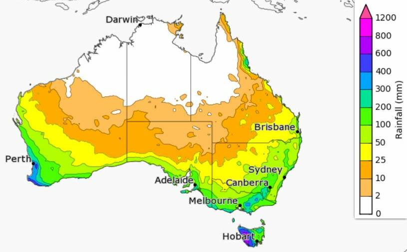 The updated outlook for June to August, released Tuesday, is dry and warm for Victoria. Most of the state only has a 30-35 per cent chance of above average rainfall. Image: BOM