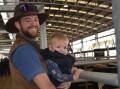 Eighteen month old Zeke Reynolds, Bordertown, was at his first market with his father Tom Reynolds, who bought some South Devon heifers for $1050. Tom is also a livestock carrier and co-owner of Pine Hill Livestock.