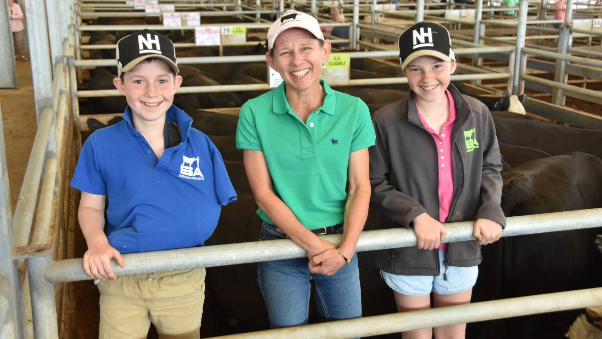 Nampara Pastoral Company's Austin, Nat and Charlotte Hann, Lucindale, were one of the sale's volume vendors. They sold 220 PTIC heifers for a $3292 average. Pictures by Catherine Miller.