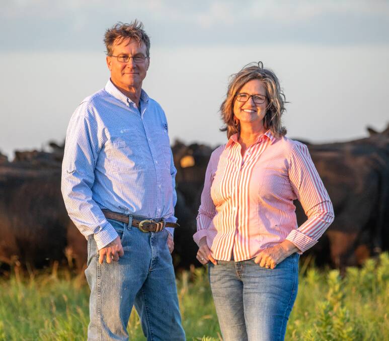 Kansas beef producers Duane and Debbie Lyons-Blythe run Angus on native pasture - the unique Flint Hills tallgrass prairie.