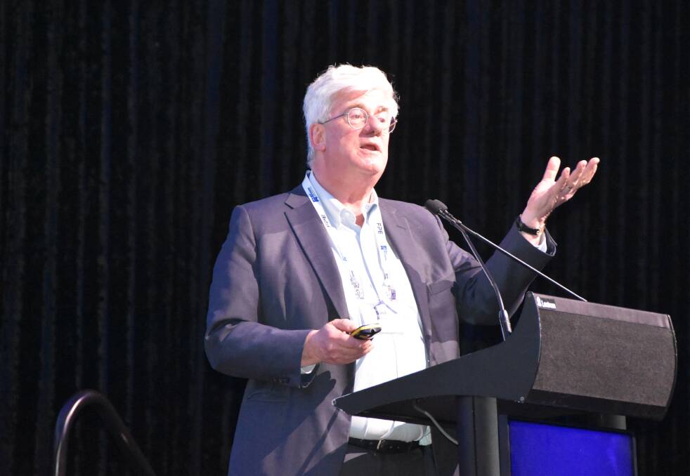 Saul Eslake speaking at the 2023 AMIC conference on the Gold Coast. Picture Shan Goodwin.