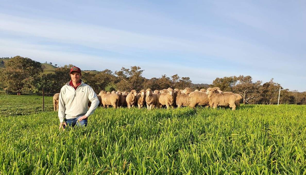 FEED ON HAND: Matthew Martin, who manages the sheep and cattle operation Old Cobran Pastoral in southern NSW, where containment feeding has help deliver exceptional volumes of feed this year.