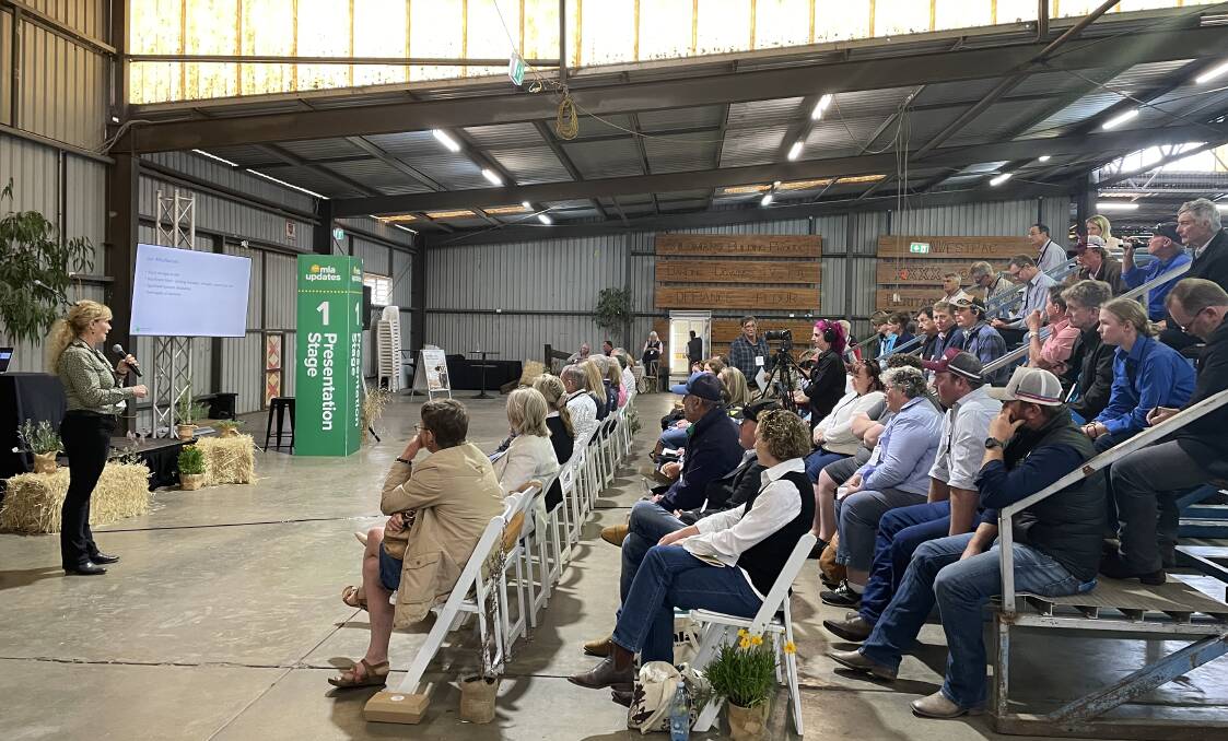 Livestock management consultant Desiree Jackson talks ruminant nutrition at the MLA Updates forum in Toowoomba, Queensland. Around 700 producers attended the event.