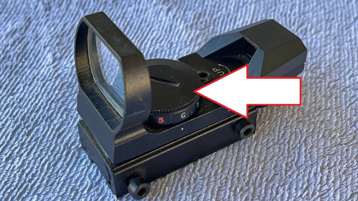 CONSUMER WARNING: The button battery can be easily accessed on most powered gun sights. Photo by Shooters Union Australia.