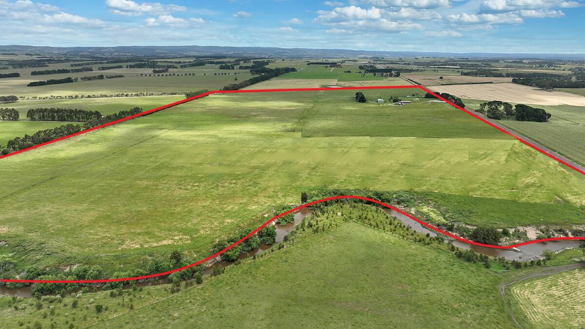 Lot B (61ha, 150 acres) at Conns Lane offers a four-bedroom brick-veneer home which takes in Otways' views.