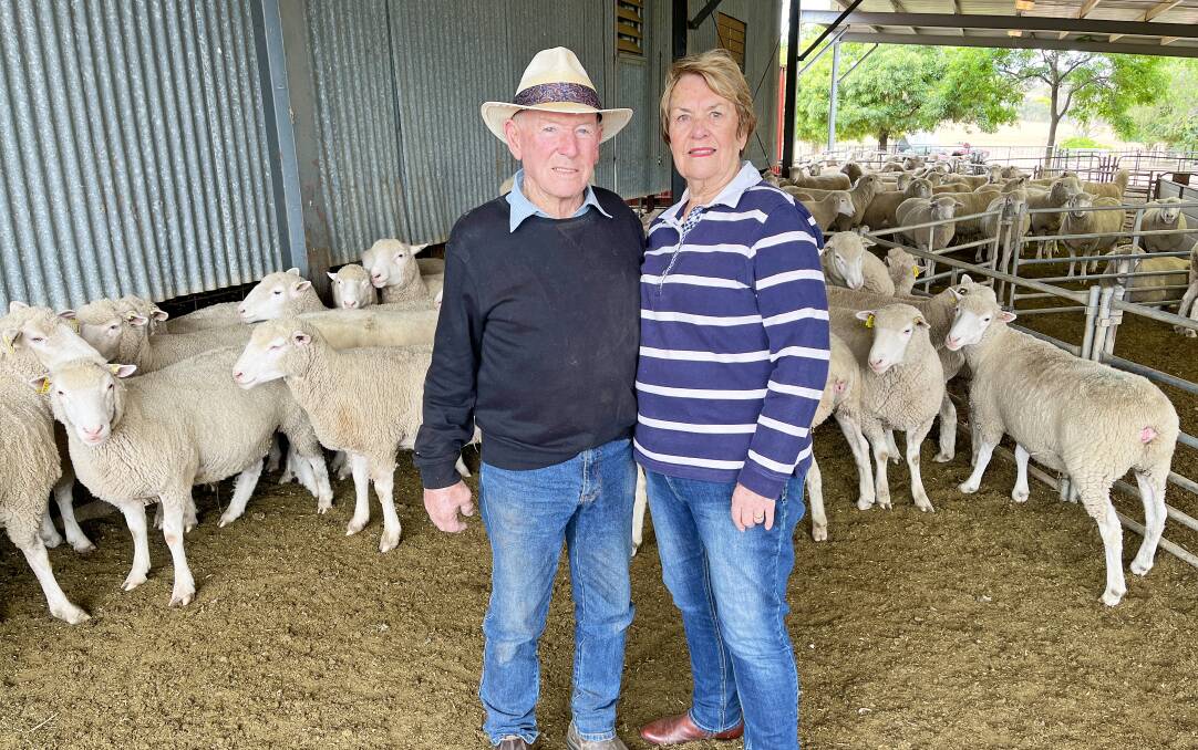Wallace and Sue Binnie are farewelling their well-known Poll Dorset stud and farm at Bungeet West near Benalla.