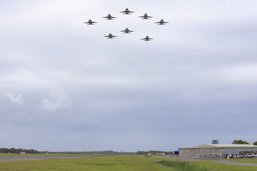 Formation flying at RAAF's Williamtown base. Picture: Defence Media.