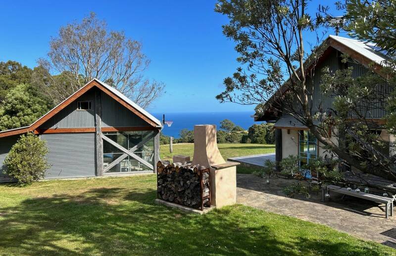 Bush hideaway near the Great Ocean Road at Apollo Bay overlooks Bass Strait. Pictures of video from Charles Stewart