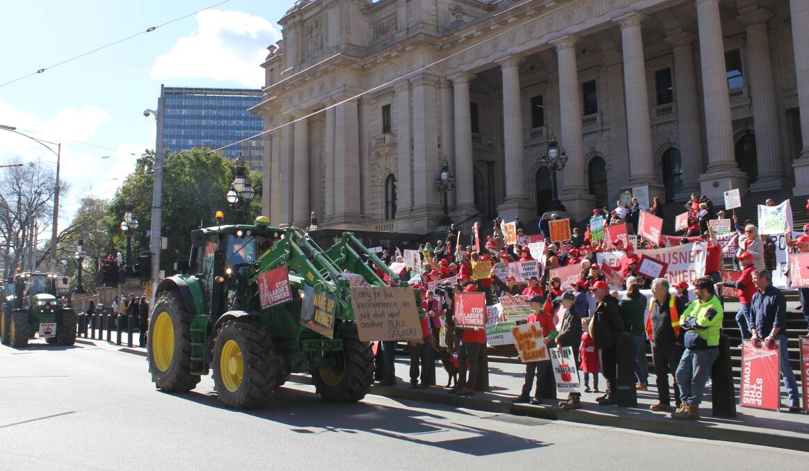 People from across rural Victoria attended a protest at Parliament House in Melbourne in August.