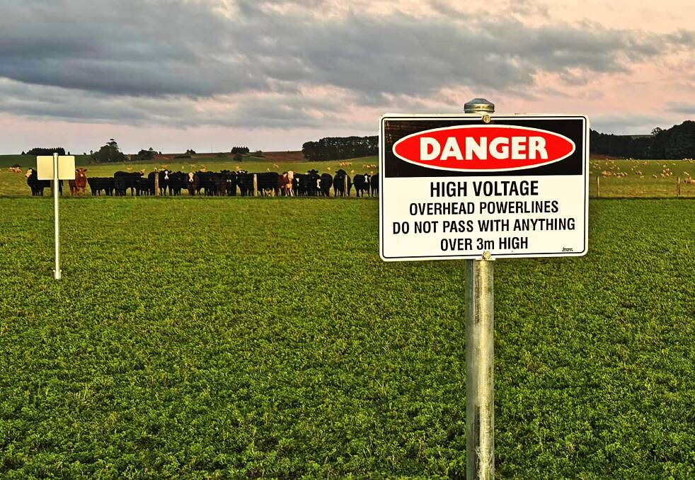One of the signs erected on a western Victorian farm which landowners claim is a blatant disregard for property rights. Picture from VFF