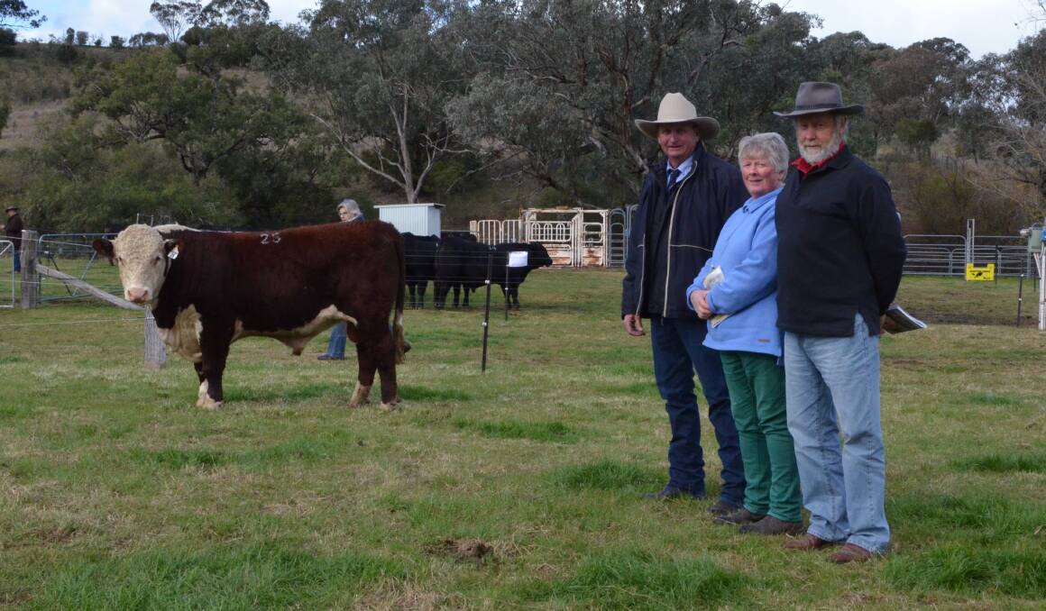 Jack Smith, Cascade Studs with Kathy and Bill Lambert, Victoria and their $16,000 bull