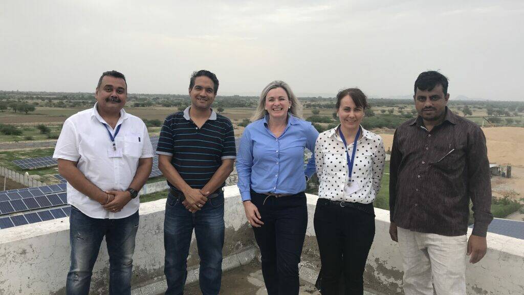 Mary Raynes, AEGIC barley markets manager, middle, and Megan Sheehy Barley Australia chief executive, with the team fromPadmavit Malting company in India last year.