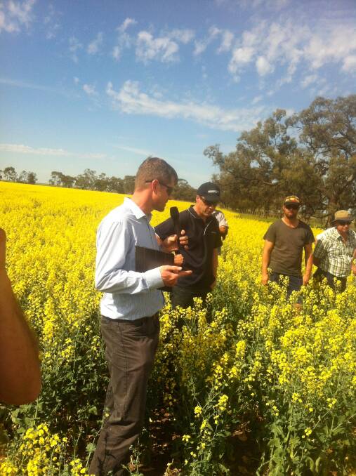 AWB manager of product development Andrew Gregor speaks at a field day last year.