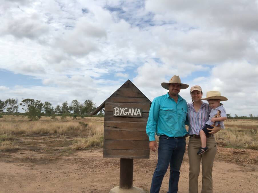 The Kiernan's: Dean and Bree Kiernan with their young son Cash on the 9501ha Bygana Station, situated 150 kilometres north-west of Clermont.