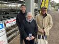 Healthy: Agricultural health nurses Brad Allott and Sue Crowther, with Ruffy beef producer, Rick Laycock, at the recent cattle sale. 