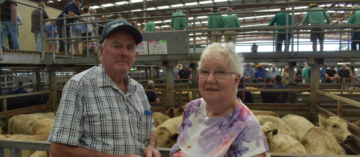 Peter and Lorraine Burgi, Gruyere, sell weaners at Pakenham every year. Mr Burgi backed a plan for a public meeting on the closure. Picture by Andrew Miller