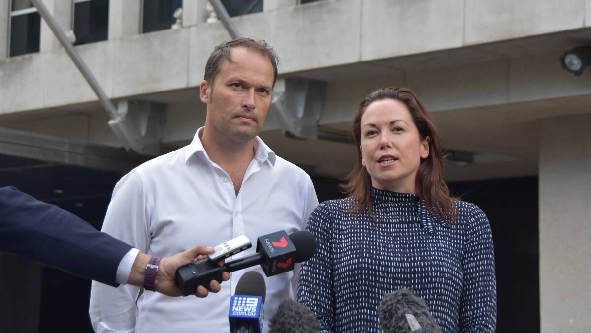 ANIMAL ACTIVISM: Victorian Farmers Federation president David Jochinke and Agriculture Minister Jaclyn Symes address the media, after the recent animal activists actions, in Melbourne.