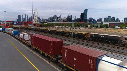 Containers being transported to the Port of Melbourne by rail. Picture supplied.