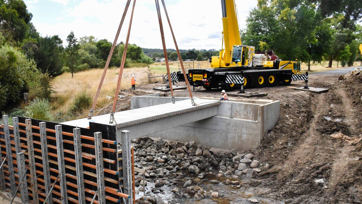 Recent bridge works at Raglan. The Pyrenees shire council is now starting work on another bridge, across Spring Hill Creek, on the Beaufort-Carngham road. Picture supplied
