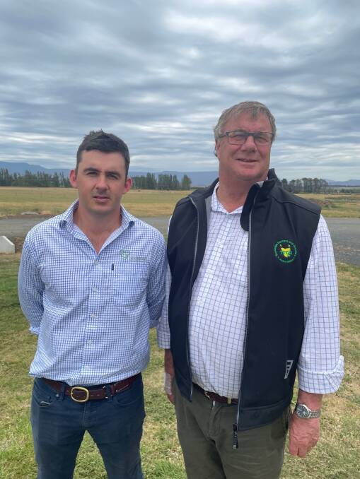 Tasmanian Quality Meats owner Jake Oliver and Tasmanian Farmers and Graziers Association president Ian Sauer say they're deeply concerned about the potential suspension of the TQM export licence. Picture supplied.