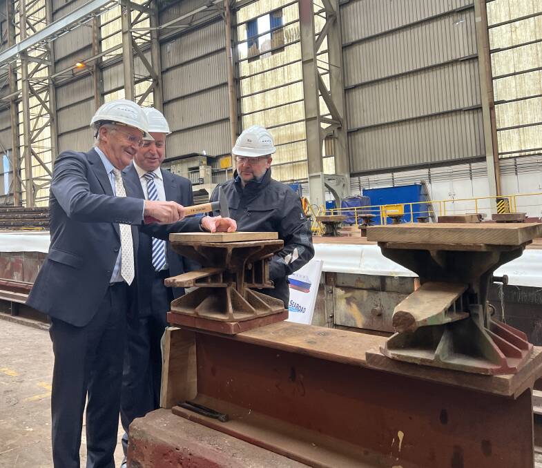 SeaRoad chief operating officer Patrick Guarnio, chairman Chas Kelly and technical marine manager Tony Johnson at the shipyards. Picture supplied