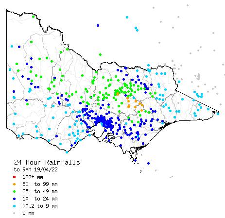 WHERE THE RAIN FELL: Rainfall totals for the past 24 hours. Source Bureau of Meteorology.