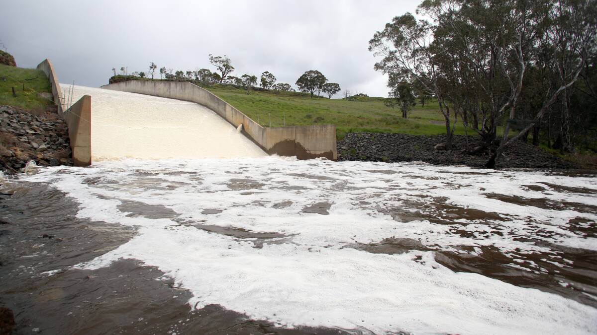 Flows into Lake Eppalock during September were well above average and the storage began to spill late last month. Picture by Glenn Daniels