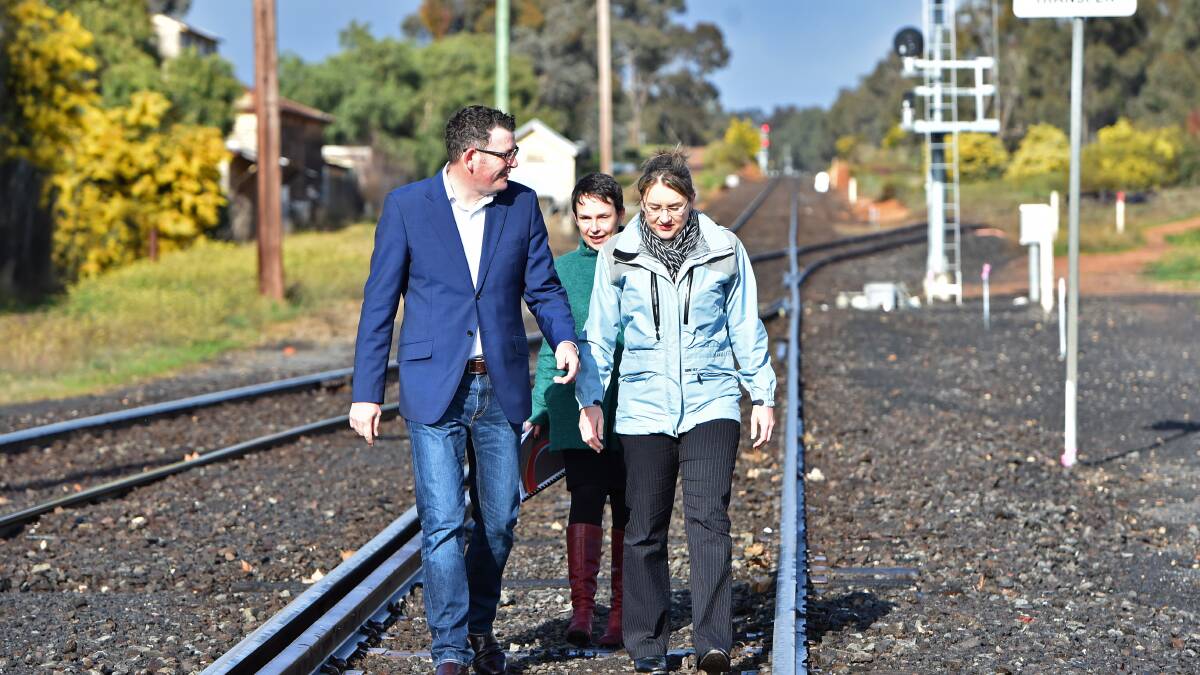 ONE DIRECTION: Premier Daniel Andrews, former Agriculture Minister Jaala Pulford and then Public Transport Minister Jacinta Allan launched the project in Maryborough in August 2015. Photo by Jodie Wiegard.