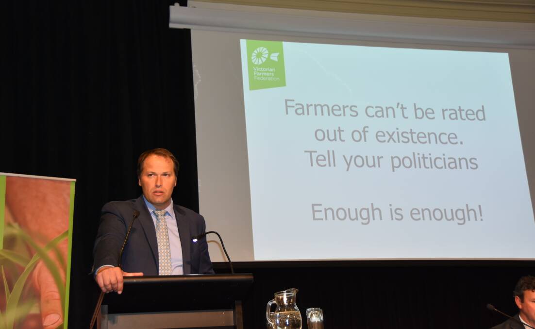 ELECTION PITCH: David Jochinke, Victorian Farmers Federation president, addressing the organisation's annual conference, in July.