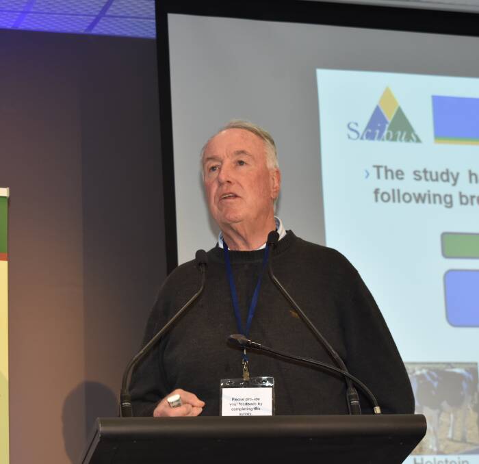 Scibus founder and managing director Professor Ian Lean presents the latest findings from the Charles Sturt University/Meat & Livestock Australia research into the dairy beef supply chain. Picture by Andrew Miller.