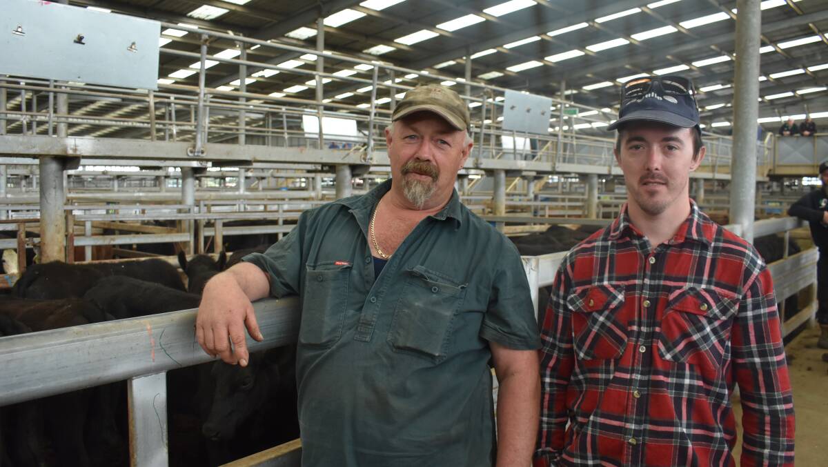Doug Hanks and son Josh, Stony Creek, were at the Victorian Livestock Exchange recently, looking for beef cattle, as they transitioned out of the dairy sector. "I 'm too old, I was worn out, I had had enough," he says.

