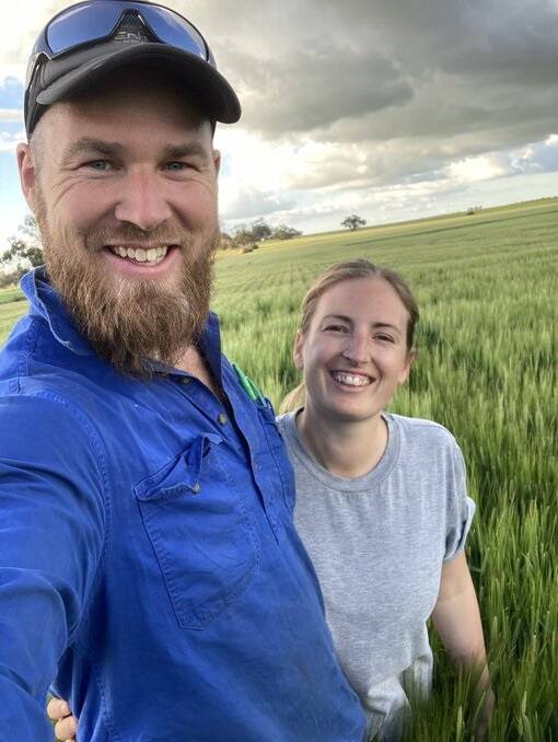 HAPPY FARMERS: Kyle and Teghan Pearse, Donald, say they're "confidently excited" after the recent rain.