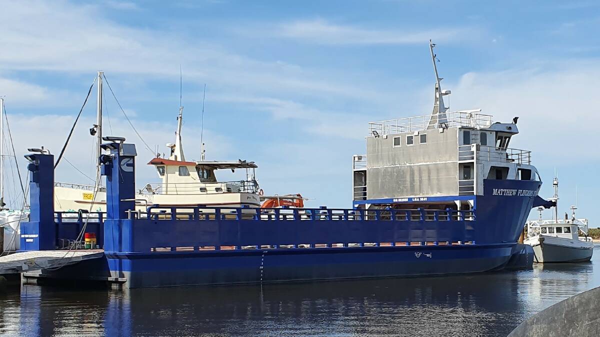 One of Bass Strait Freight's two roll-on-roll-off vessels, used to carry cargo to the mainland and Tasmania from strait islands. Picture supplied by Bass Strait Freight.