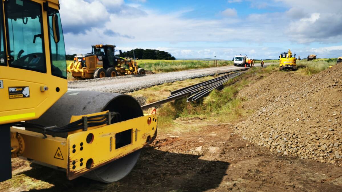 Onsite reconstruction works are underway at the site of the Inverleigh train derailment. Picture supplied by the ARTC.