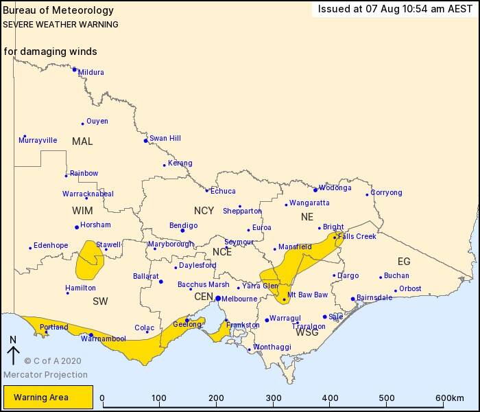 WEATHER WARNING: Severe weather warning issued for parts of Victoria.