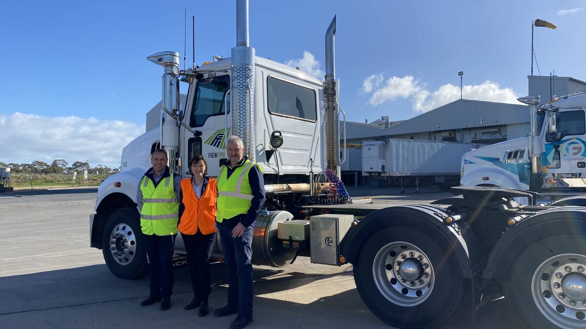PLANT EXPANSION: Nick Thomas, Thomas Foods International chief financial officer, Agriculture Minister Mary Anne Thomas and Frew Foods managing director Robert Frew at the Stawell plant.