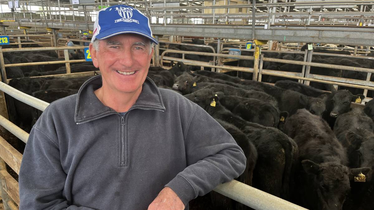 GOOD RESULT: Brendan O'Loughlin, Mirboo, sold 104 mixed-sex Angus calves at Leongatha to a top price of $2240. Photo by Bryce Eishold.
