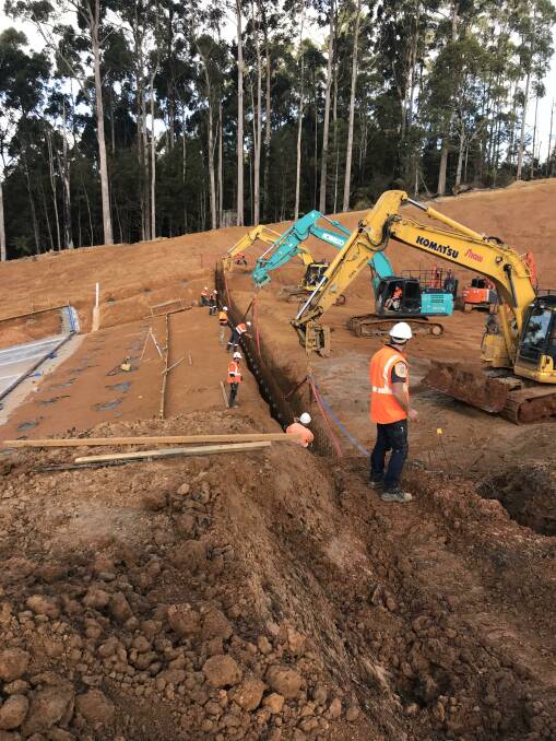 NEW PARTNERSHIP: Work on the Mill Creek dam. Tasmanian Irrigation has entered a new partnership with GHD and Pinion Advisory.