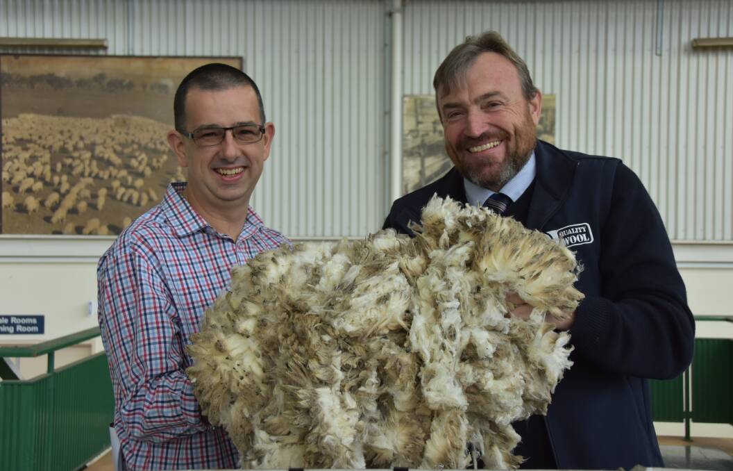 Paul Ferronato, Victorian Wool Processors, was again a major supporter of the Quality Wool charity auction, seen here with Quality Wool's NSW area manager Anthony Windus.
